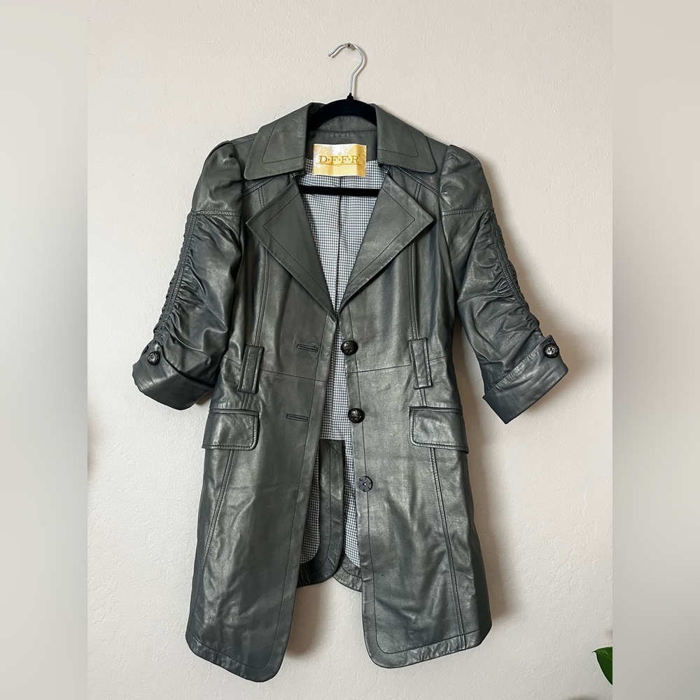 Metallic grey leather jacket